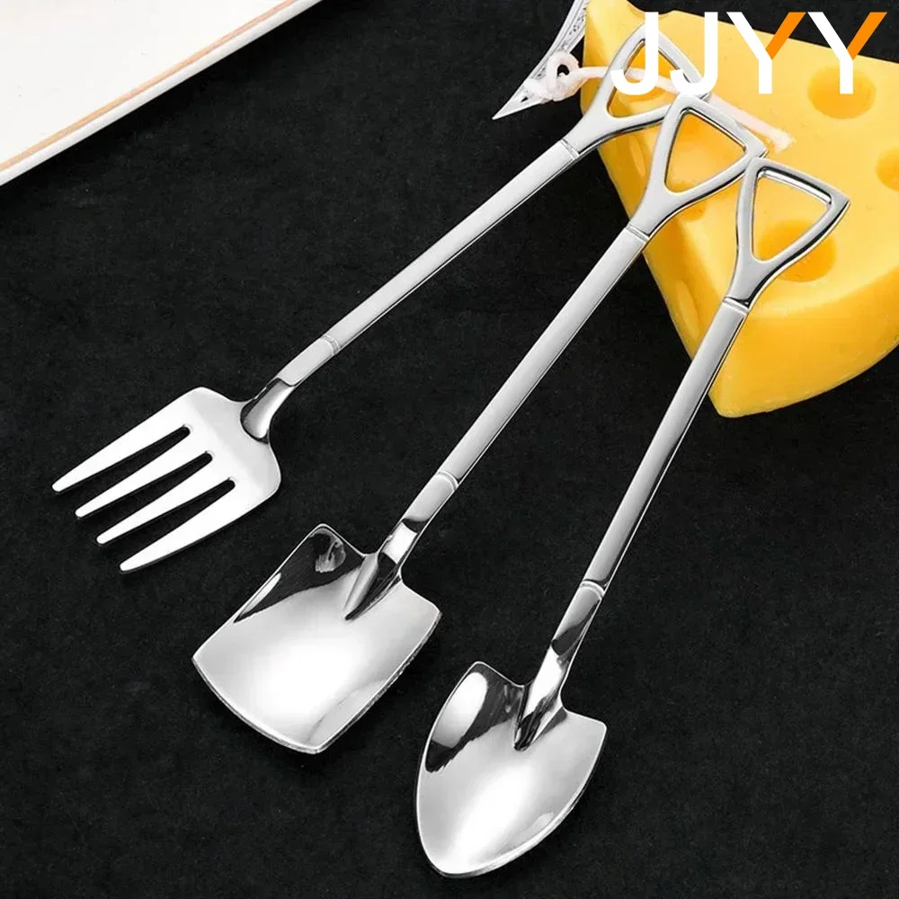 

Vintage 304 stainless steel coffee scoop ice cream scoop fruit fork creative long handle stirring tea spoon fashion tableware