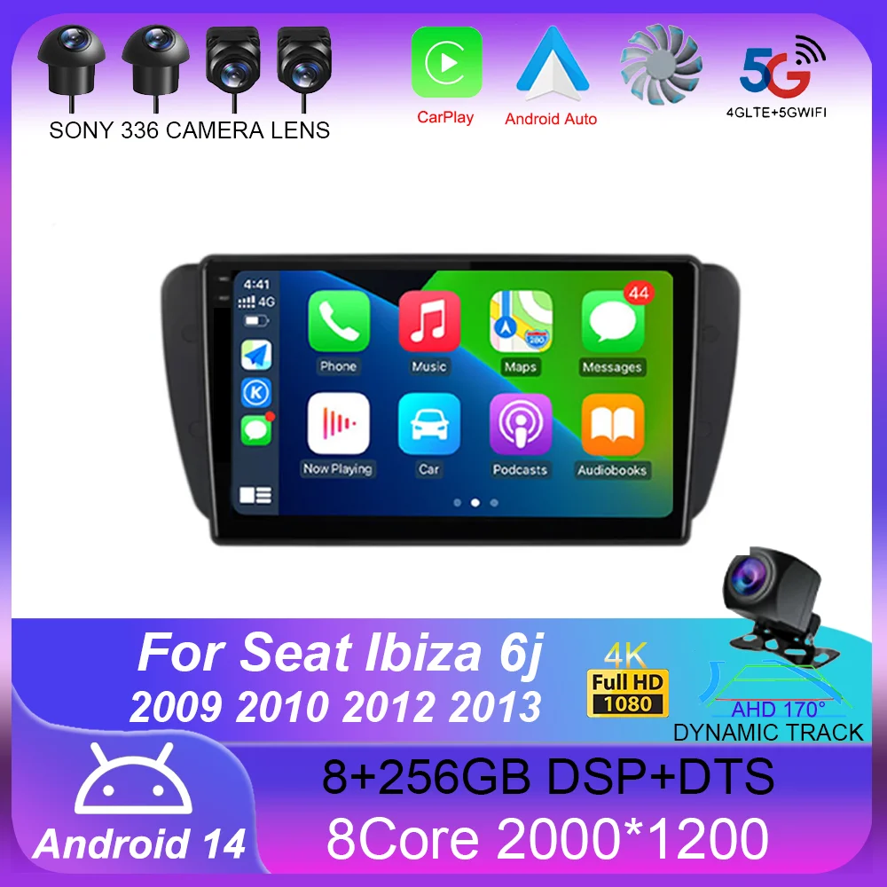 

Автомагнитола 2 Din на Android 14 для Seat Ibiza 6j 2009 2010 2012 MK4 FR с GPS-навигацией и поддержкой Wi-Fi