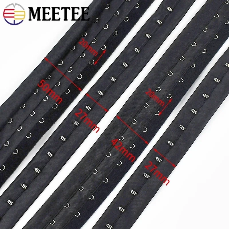 1Yard 3 Rows Bra Extender Underwear Adjust Hook Back Buckle Corset Extension Strap Ribbon Tape DIY Band Sewing Accessories