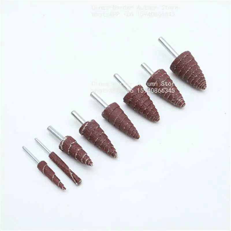 Cone louver with handle, emery cloth pointed grinding head, polished metal wood pagoda type page wheel handle 6MM gauze