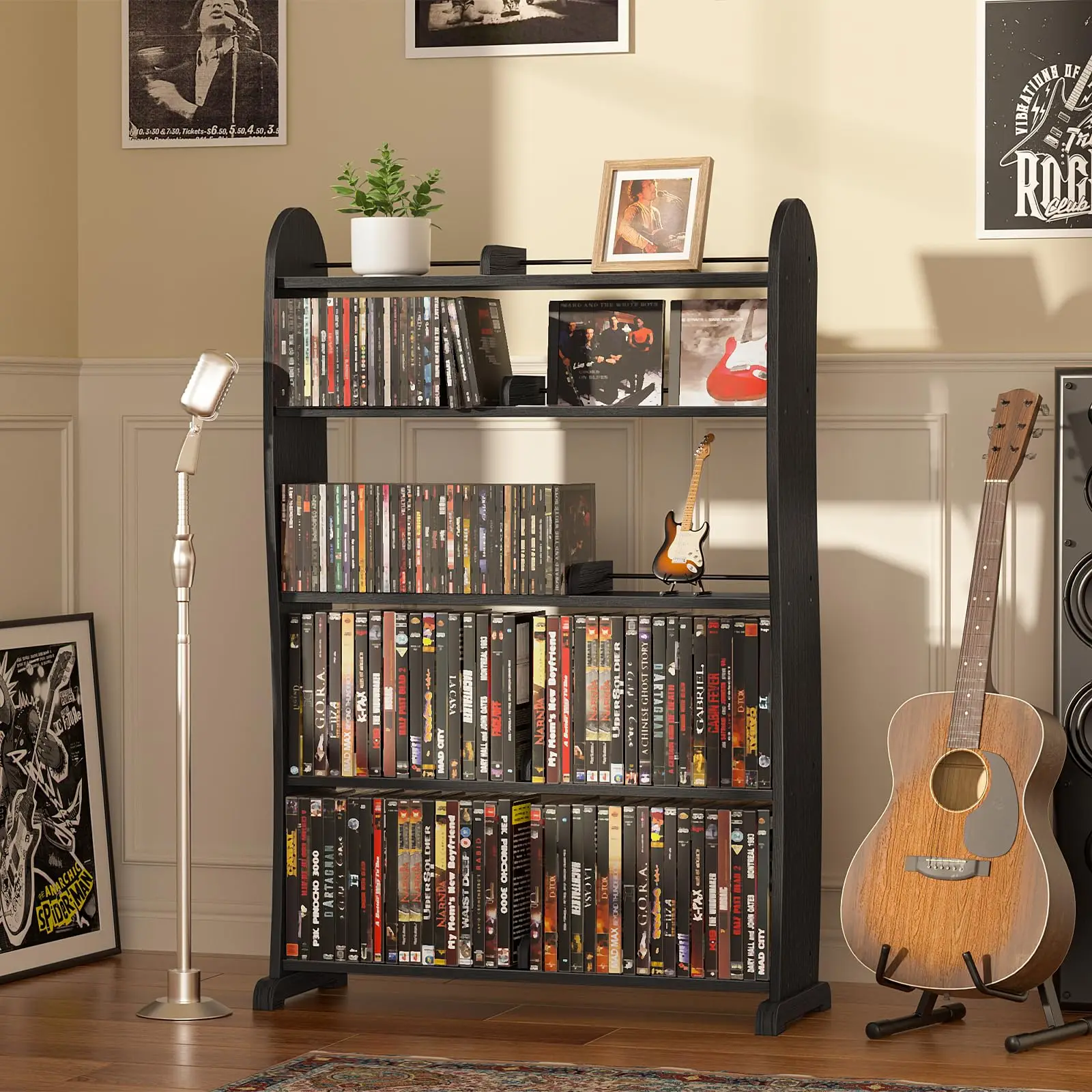 5-Tier DVD Storage Cabinet, DVD Shelf and CD Rack, Black