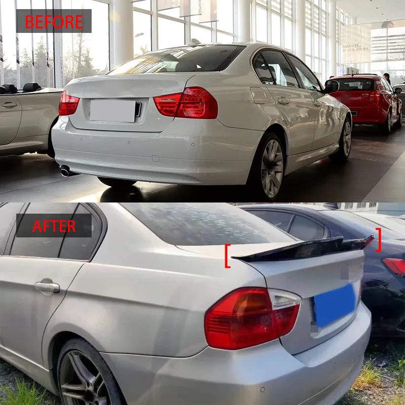 Black Spoiler Wing For 2005-2011 BMW 3series E90 PSM Spoiler Top Wings Black Lip Body Kit Splitter Trunk Trim Affix Stick