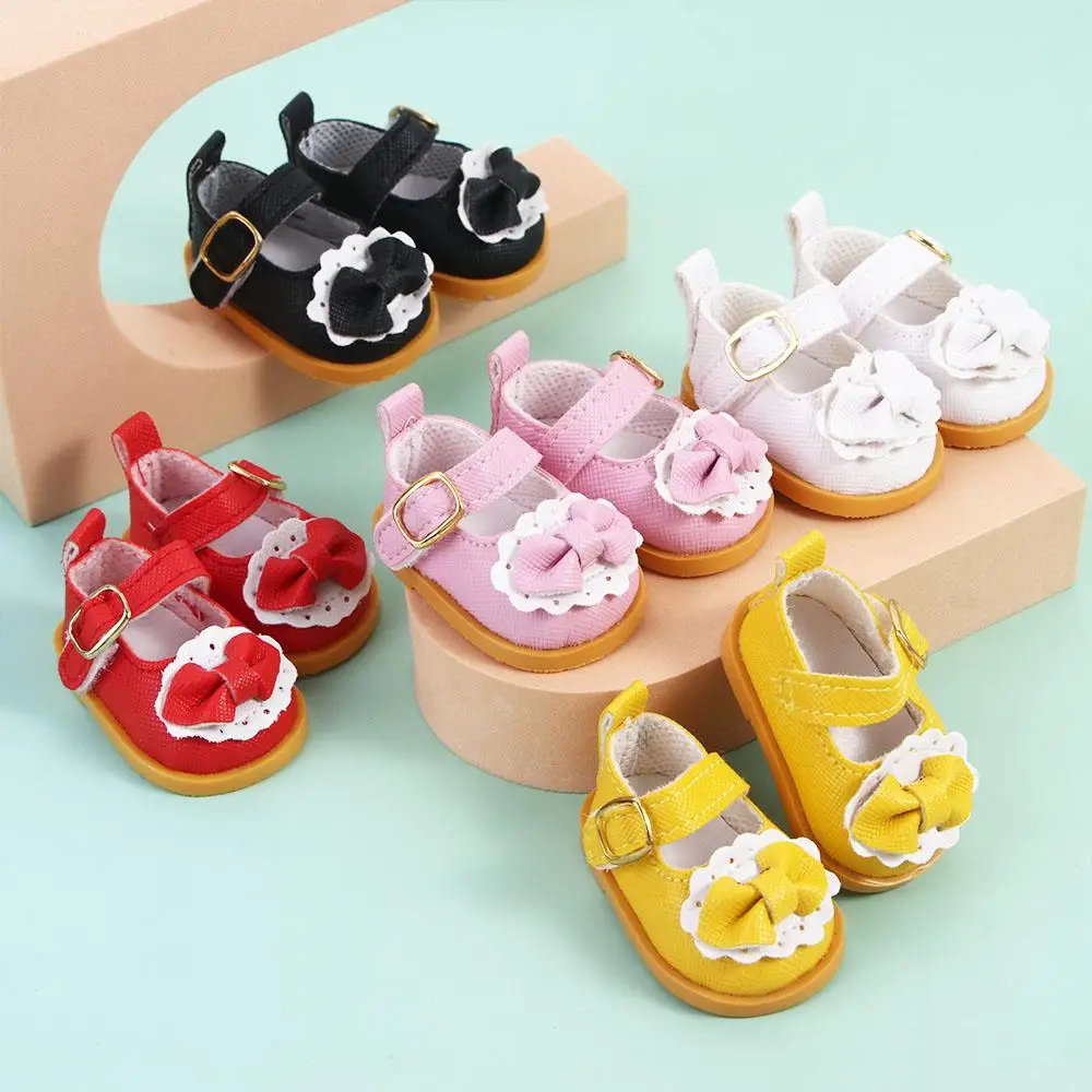 Mini chaussures décorées en cuir PU avec nœud pour fille, accessoires beurre, convient pour 14 amaran, vêtements décontractés, meilleur G, 1 paire, 5.5cm