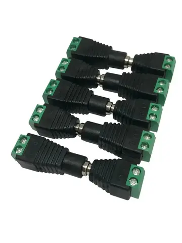5pairs DC 12V Female And Male Connectors 5.5x2.1mm Power Plug Adapter Jacks Sockets For Signal Color LED Strip Light CCTV Camera