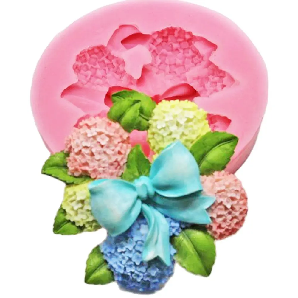 Hydrangea Flower Silicone Cake Topper Mould for Fondant Cake Decorations Chocolate Baking Mold Wax Soap Making Resin Casting