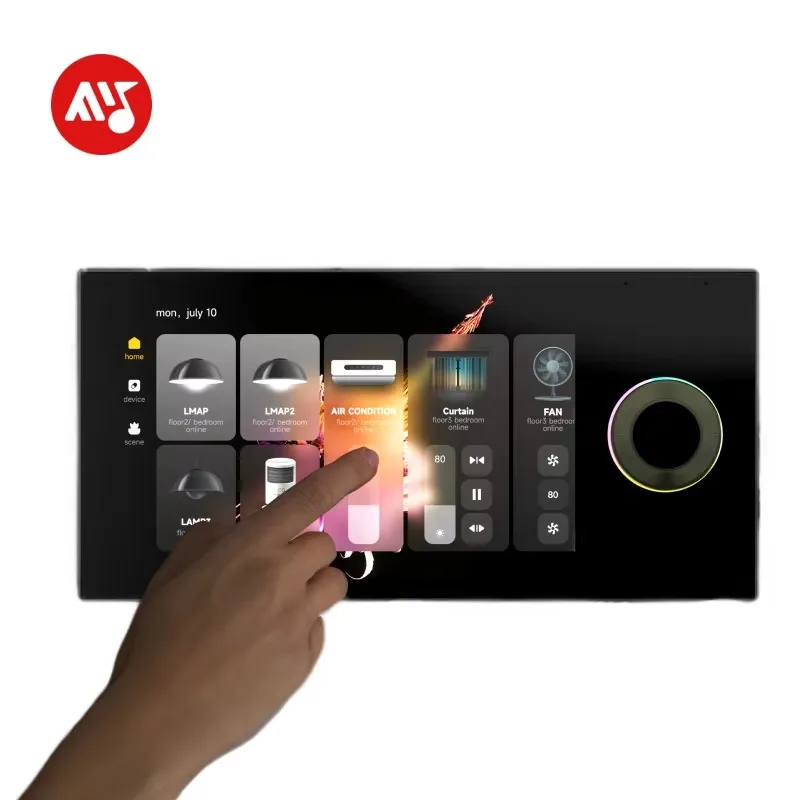 Tuya Smart Home Automation Wall Switch 8 'Knob Control Panel Access Zigbee RS485 Bidirectional Relay for Lighting Control