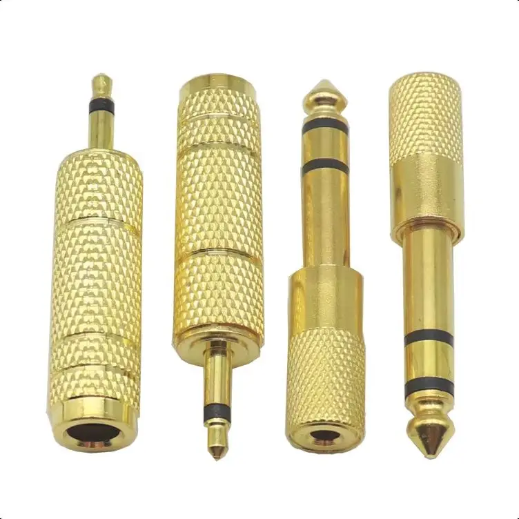 【4-2PCS】Gold plated 6.5mm female to 3.5mm male jack, 3.5mm female to 6.35mm male plug, dual channel audio microphone connector