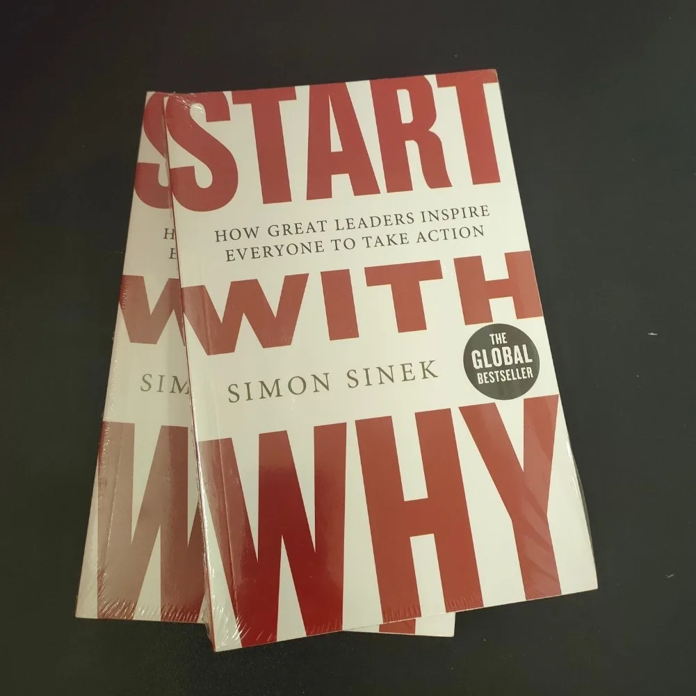ابحث عن لماذا والبدء مع Why من Simon Sinek للإدارة التحفيزية والقيادة والأعمال التجارية والروايات الإنجليزية وغلاف عادي