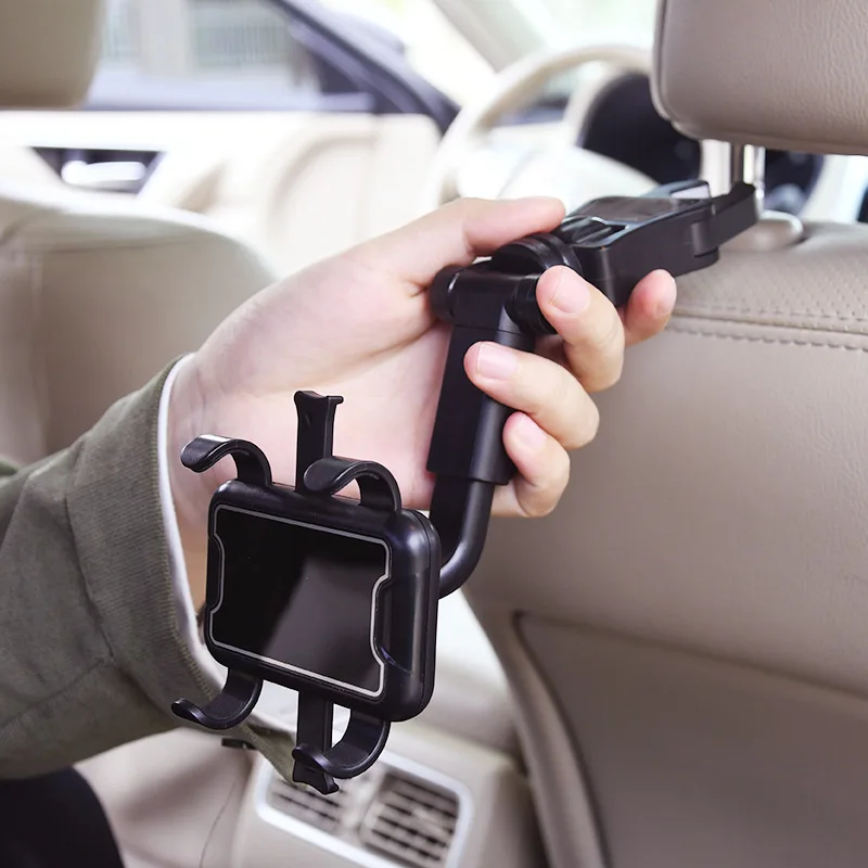 360 Degree Car Phone Support Easy Clip Mount Stand on Rearview Mirror Mobile Flexible Holder For iPhone 12Pro 13