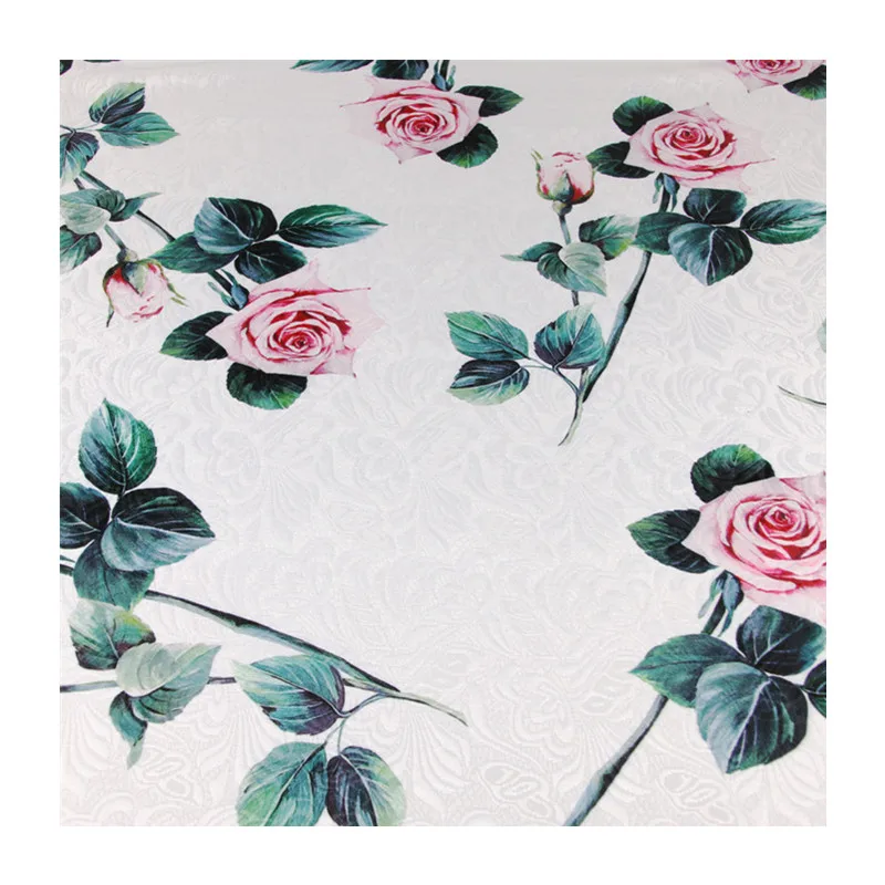 Printing Jacquard Polyester Fabric Brand Rose Fashion Ladies Clothing Printed Fabrics Cloth for Dress by the Meter Sewing