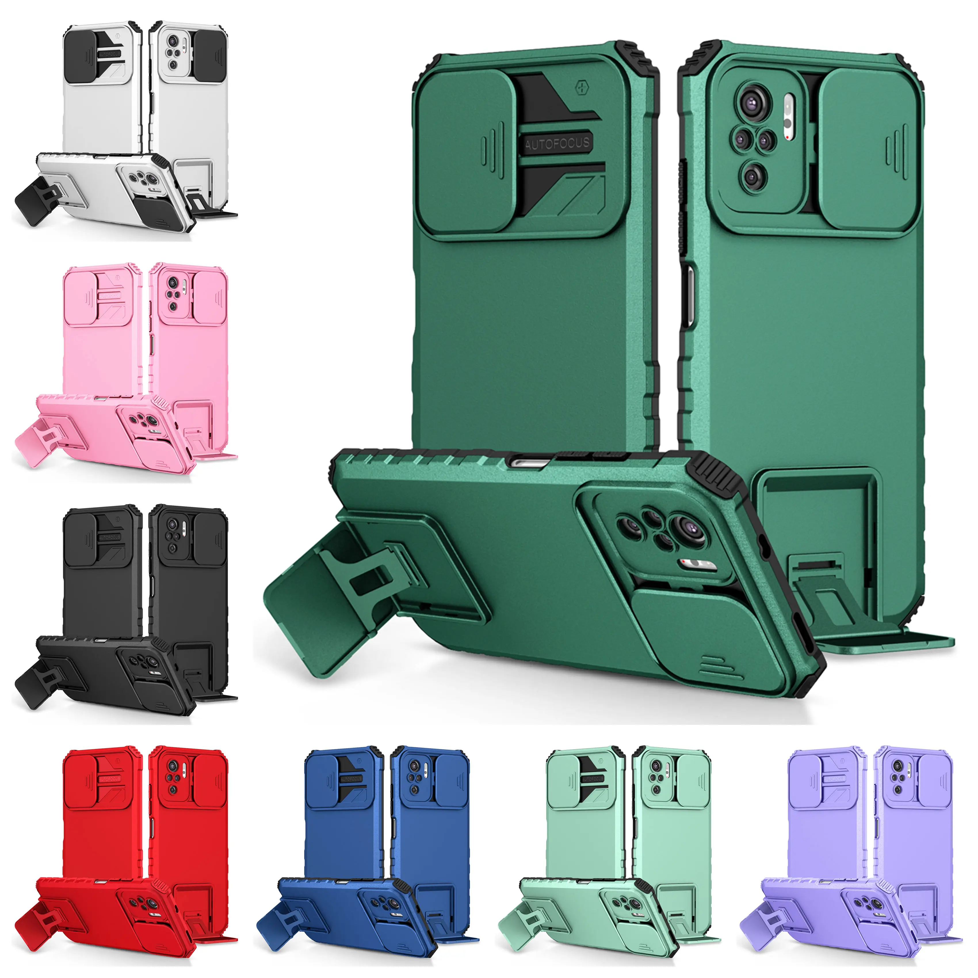 Slide Kamera Rüstung Telefon Fall für Redmi 8 8A 9 9A 9T 10 10X 10C A1 A2 A3 Hinweis 8 9 10 11 12 13 Pro Kunststoff Halter Hard Cover – Detail 2