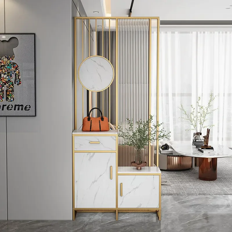 Home shoe cabinet screen integrated household light luxury living room entrance creative Changhong glass decoration door partiti