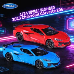 WELLY New 1:24 Chevrolet Corvette Z06 2023 Alloy Car Diecasts & Toy Vehicles Car Model Miniature Scale Model Car For Children