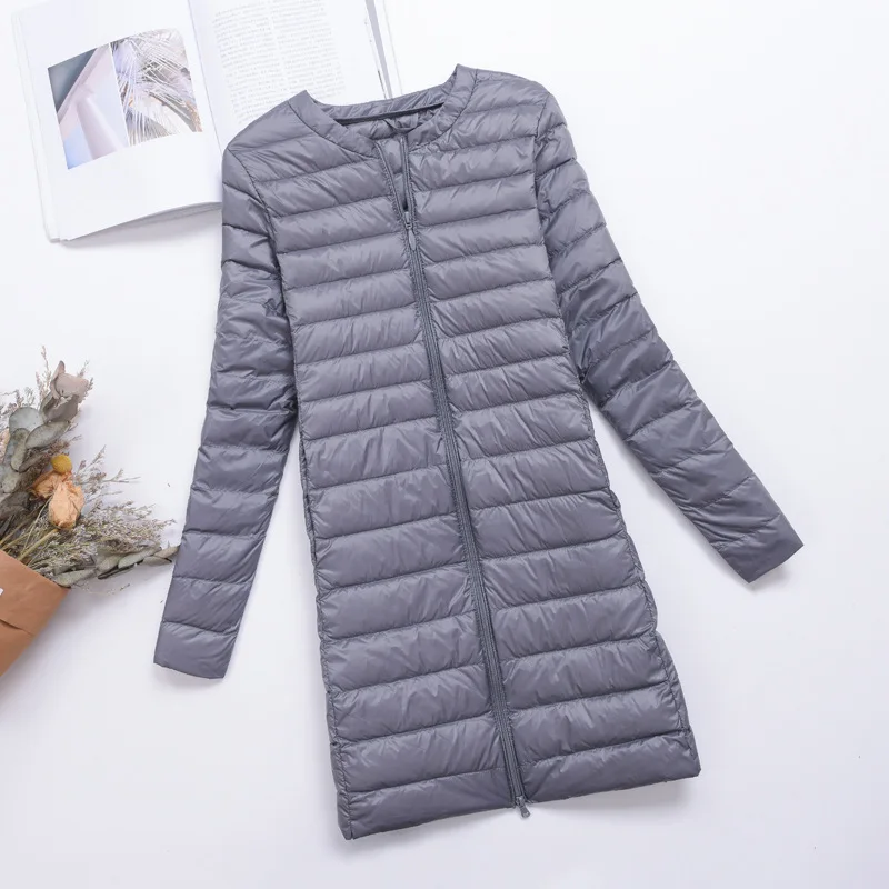 Autumn Winter Ultra Light Thin White Duck Down Jacket New Women Long Down Coat Parkas Ladies Slim Warm Bigsize Puffer Outwears