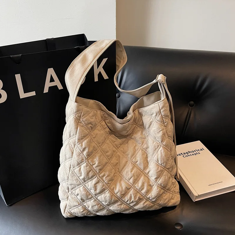 

Большая сумка для женщин, дизайнерская роскошная сумка, большая вместительная повседневная плиссированная сумка через плечо, уникальная маленькая клетчатая сумка на плечо для колледжа