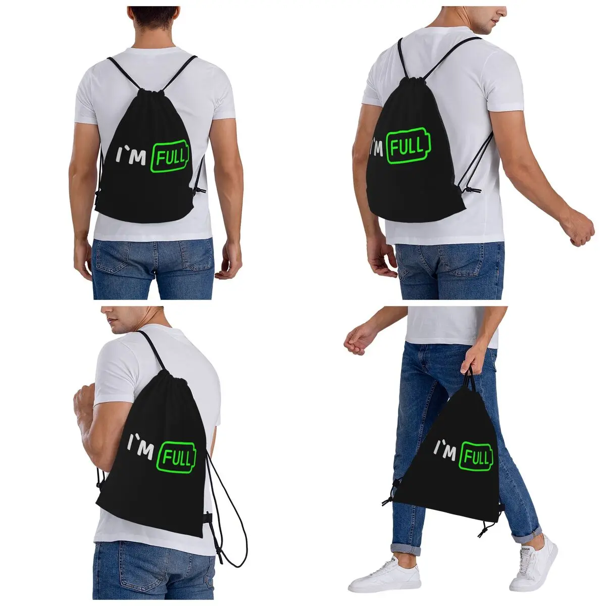 I'm Full A Funny Metaphor As A Gift For Your Friends Backpacks Casual Drawstring Bundle Pocket Sports Bag Book Bags Man Woman