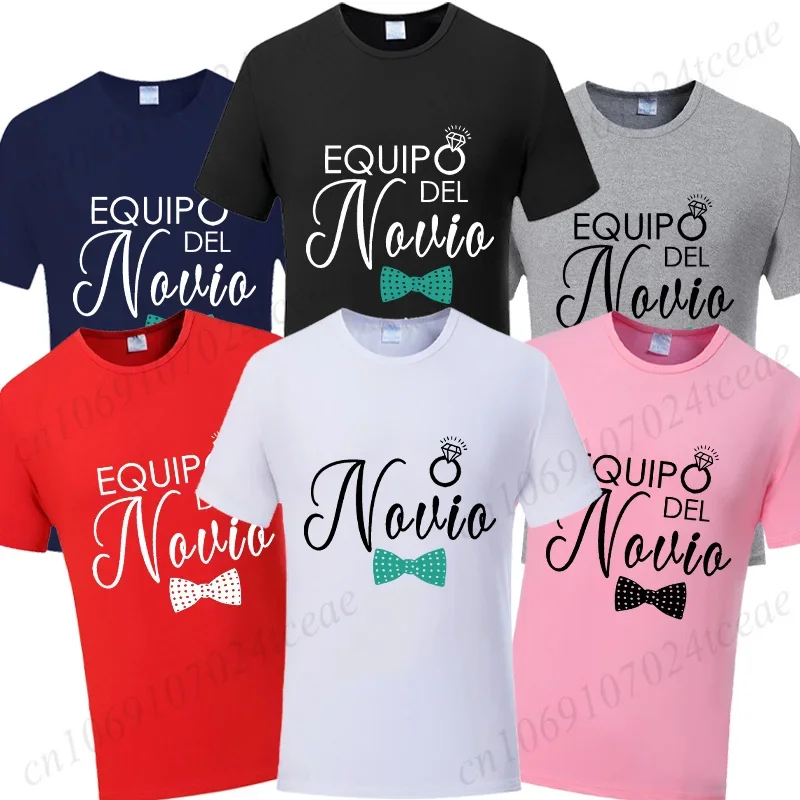 Spanish Bachelor Party Squad T-shirts Bow Tie Graphic Tees EVG Future Team Groom Man Tops Boyfriend Single Farewell Party Tshirt