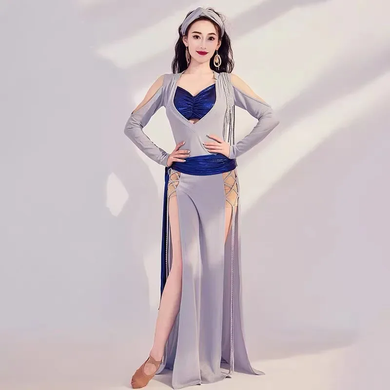 

Women Belly dance practice clothes folk custom baladi robe performance oriental dance clothes robe 4pcs dance dress New Arrival