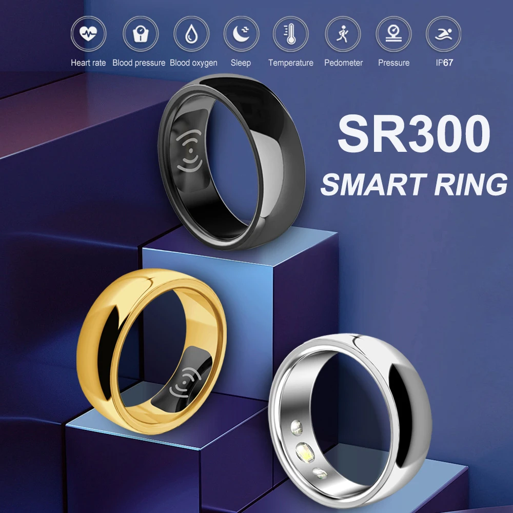 SR300 Smart Ring Heart Rate Blood Pressure Blood Oxygen Temperature Sleep Calories Health Multilingual Fitness Tracker Rings