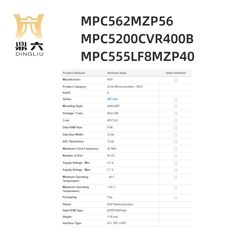 MPC562MZP56 MPC5200CVR400B MPC555LF8MZP40 32-bit Microcontrollers