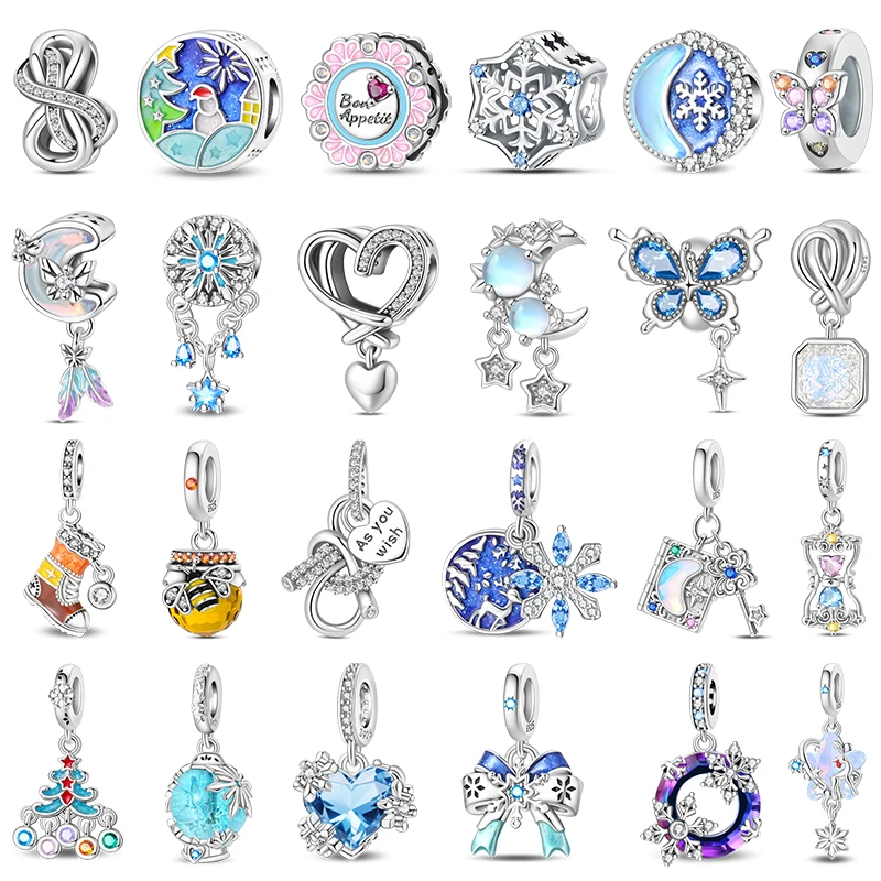 Ice Snow Fairy Charms 925 Silver Snowflake Luminous Crystal Ball Beads Fit 3mm 925 Original Bracelets DIY Jewelry Birthday Gift