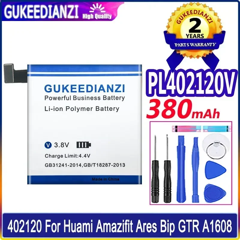 GUKEEDIANZI 380mAh PL402120V Battery For Huami Amazifit Ares Bip GTR Smart Sport Watch A1608 High Capacity Batterij + Track NO.