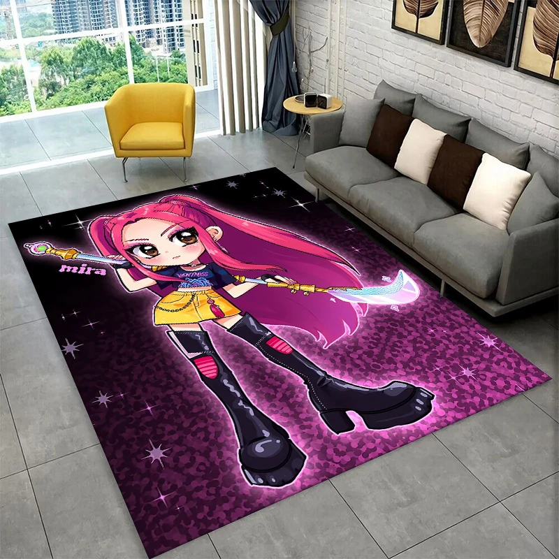 KPop D-Demon Hunters Girl Group Cartoon Non-Slip Area Rug for Living Room,Bedroom,Kid Playroom,Carpet Floor Mat Home Decor Gift
