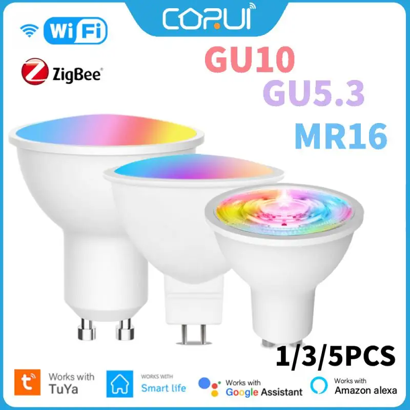 CORUI Tuya WIFI Zigbee Smart Light Bulb GU10/GU5.3/MR16 RGB Dimmable LED Lamp Alexa Google Home Alice Voice Control Spotlight