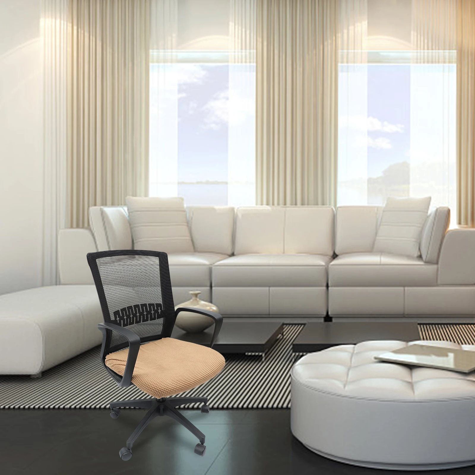 

1 pc Seat Cushion Stretchy Chair Protector For Office Dining Wedding Banquet Slipcover Polyester Chair Cover Decorative Seat