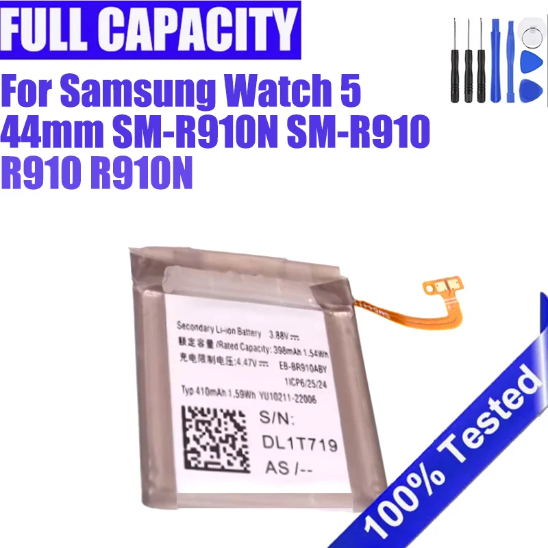

EB-BR910ABY Аккумулятор для Samsung Galaxy Watch5 44 мм SM-R910N SM-R910 R910 R910N 410 мАч Аккумулятор для умных часов