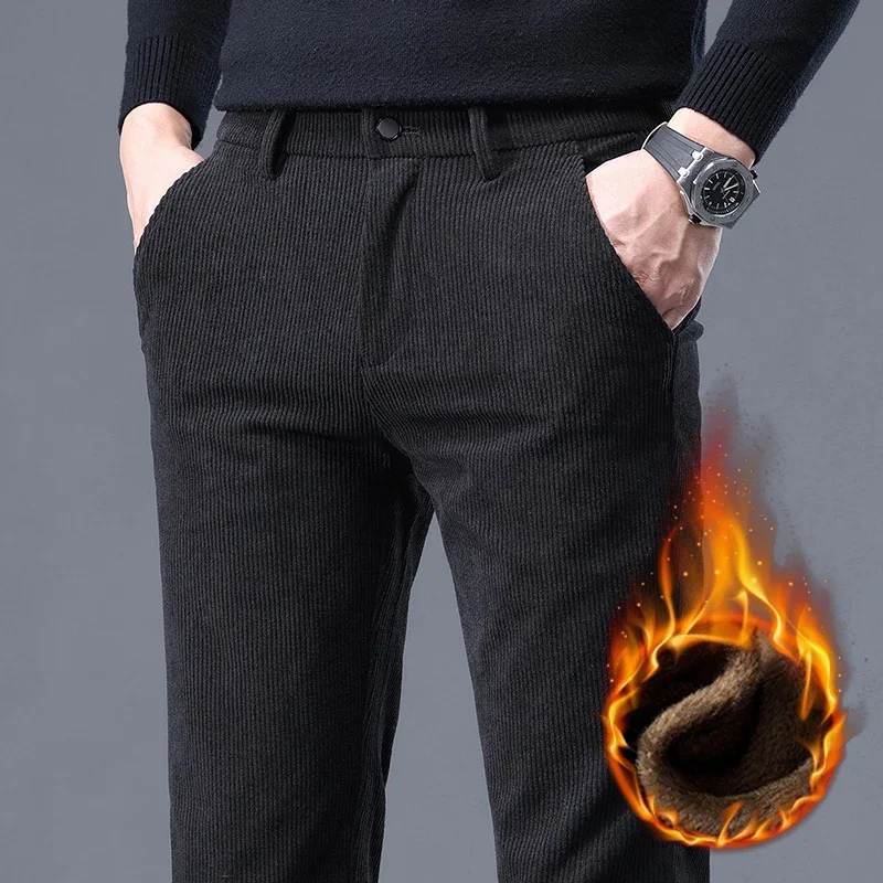 

Harajuku модные мужские тонкие прямые флисовые повседневные брюки осень-зима плюс бархатные теплые хлопковые универсальные брюки