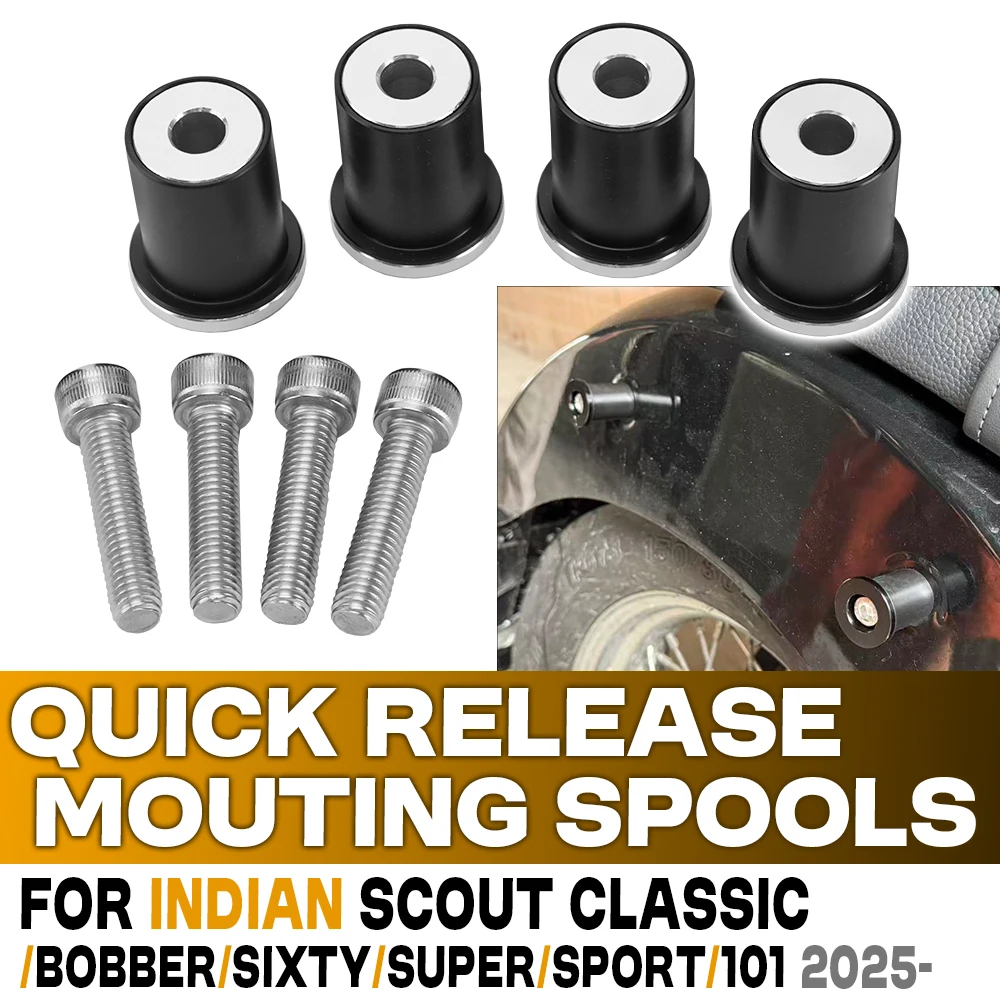 For Indian Sport Scout 101 Scout Super Scout Classic Sixty Bobber Limited 2025 2026 Quick Release Saddlebag Mounting Spools Kit
