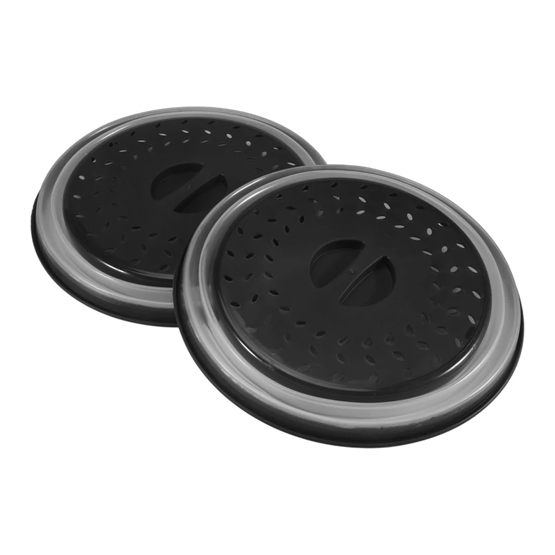 2 Pack Collapsible Microwave Splatter Cover, Microwave Cover With Easy Grip Handle, Strainers Basket, Dishwasher-Safe