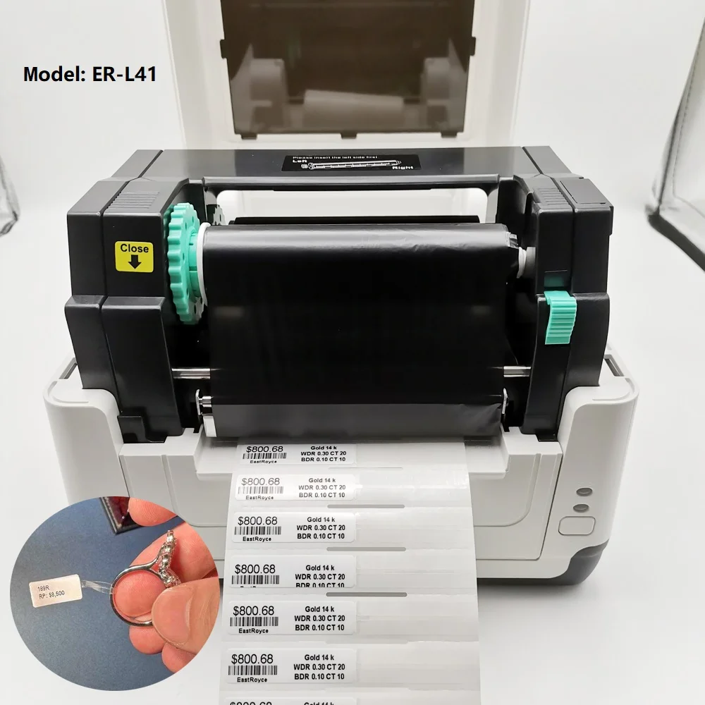 Imagem -05 - Papel de Impressão de Etiqueta de Joias em Branco Oem 35 x 0437 Branco Mais Rabo de Rato Transparente Etiqueta de Preço de Joias Pet Fábrica de Transferência Térmica