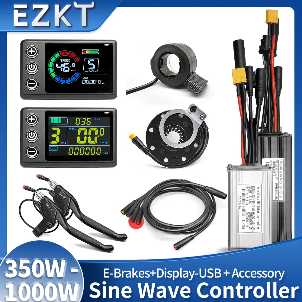 

Электрический велосипед 17A26A30A BLDC USB-функция Водонепроницаемый синусоидальный контроллер 24V36V48V250W750W1000W Дроссельная заслонка PAS E-Brakes Дисплей