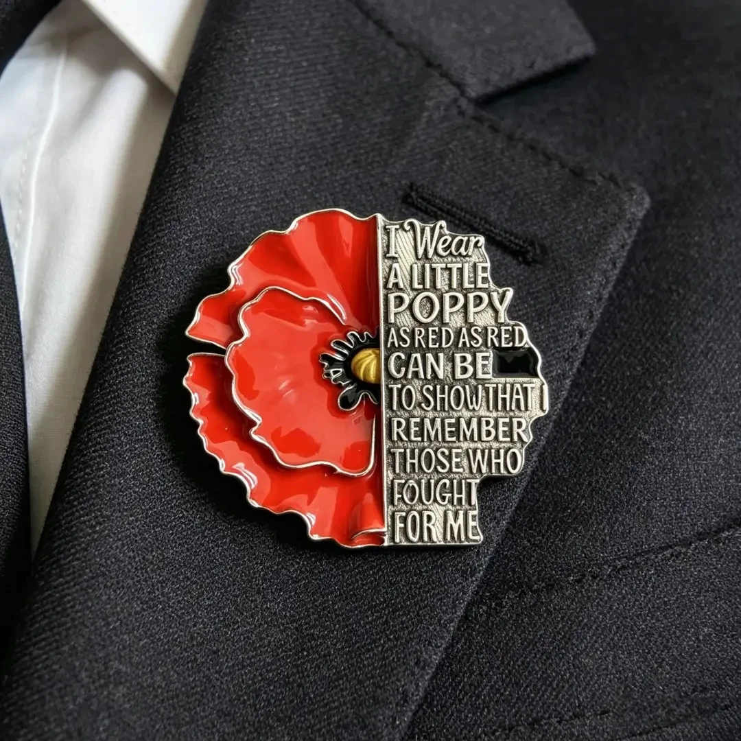 Creative Red Friday Brooch Memorial Day Badges Remembrance Day Patriotic Fashion Clothes Pins Backpack Decoration Jewelry Gifts