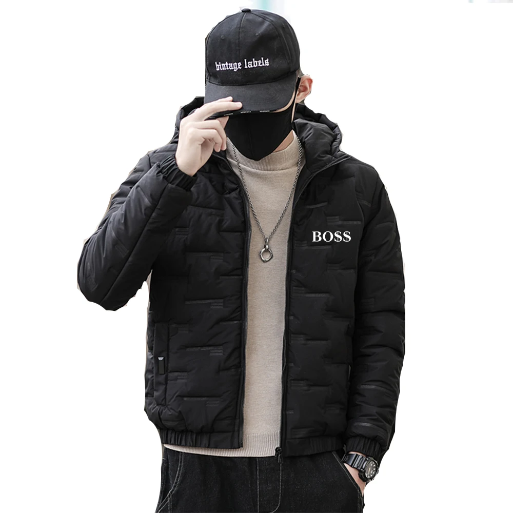 2024Fashionable new down jacket fashionable jacket youth plus size down jacket casual sports jacket men's winter hooded jacket