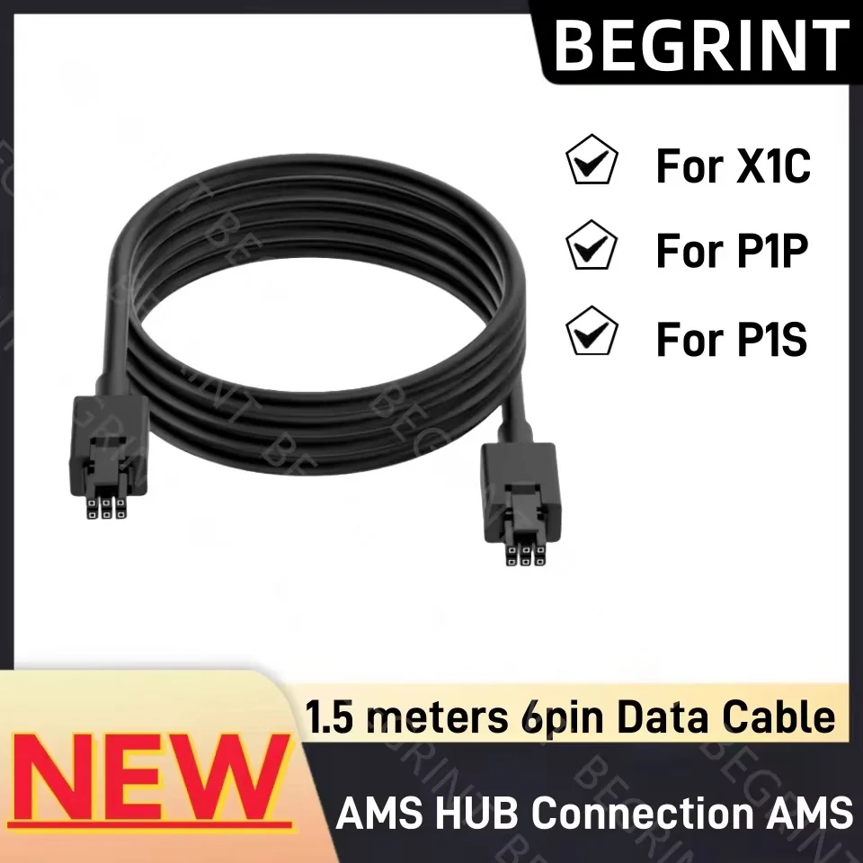 Bambu Lab 3D printer X1/P1 Series 6pin Data Cable AMS HUB Connection AMS 1.5 meters For X1C P1S P1P 3D Printer Parts