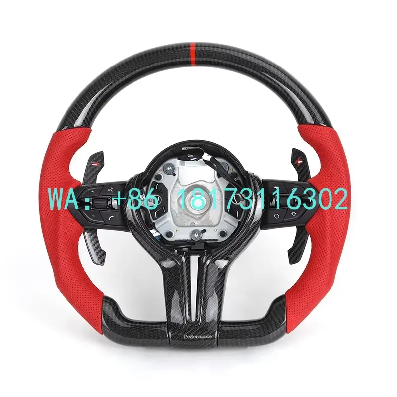 China Plant 2026 Custom Red Leather M Performance Carbon Fiber Steering Wheel F10 F20 F25 F30 M2 F87 M3 F80 M4 F82 F85 E
