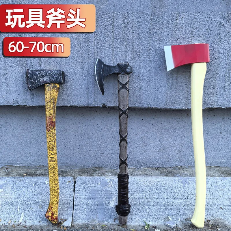 Herramienta 1:1 hacha de leñador Cosplay Tomahawk accesorios de asustar puesta en escena accesorio de rol hacha de seguridad PU decoración del hogar modelo de juguete
