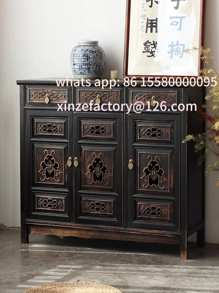 

Customizable shoe cabinet solid wood Chinese antique and old
