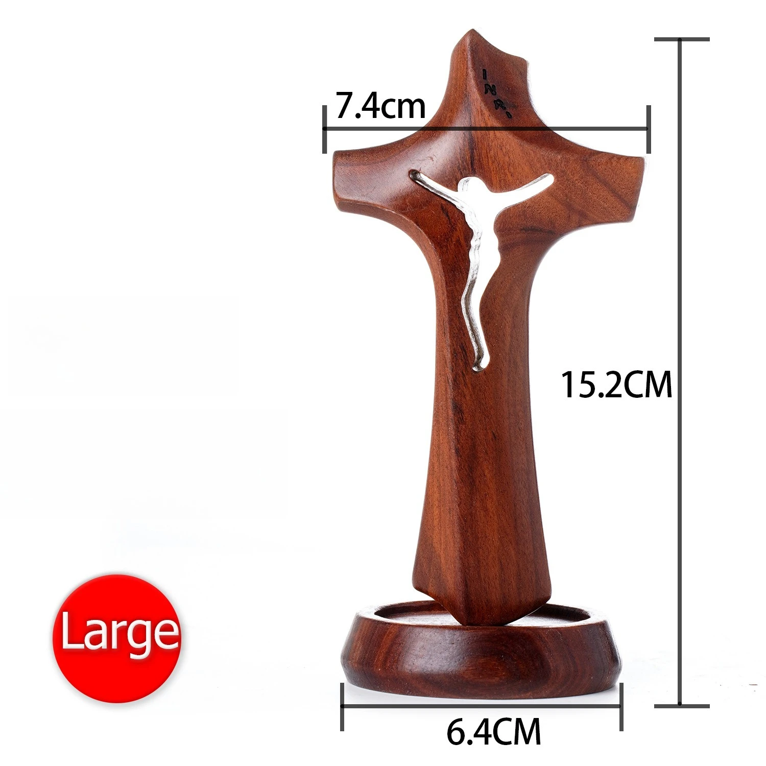 

Natural Vintage Wooden Hollow Cross Detachable Standing Religious Crucifix Sculpture Ornament Home Living Room Decor