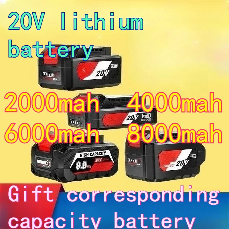 

2000-8000 MAh 20V4.0/6.0 Lithium Battery Angle Grinder Battery 22B24E Electric Hammer Wrench Tool Accessories Battery Pack