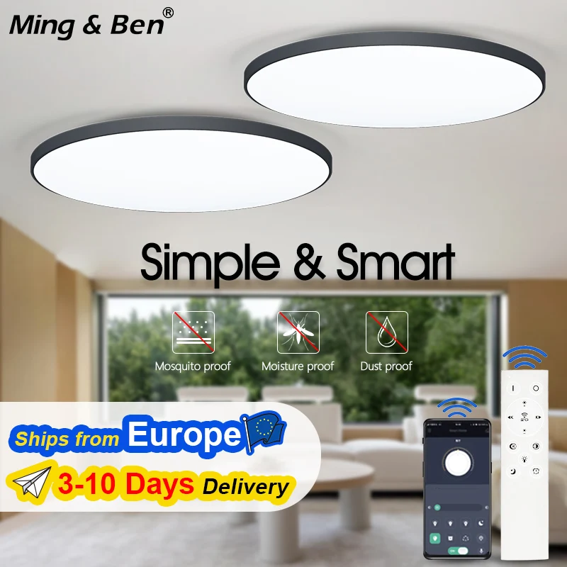 Deckenleuchte Schlafzimmer Badezimmer Wohnzimmer Runde Ultradünne Moderne Smarte LED-Lampe Dimmbar APP-Fernbedienung Heimdekoration