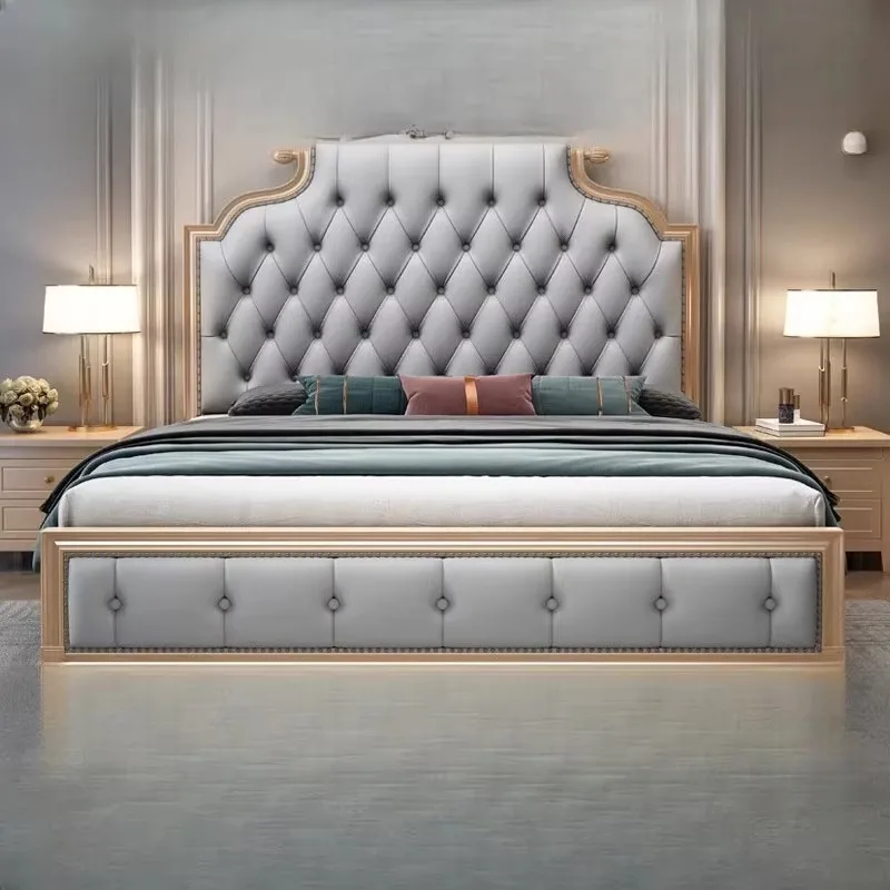 

King European Double Bed Wood Frame Modern Drawers Headboard Bed Frame Modern Queen Sleeping Cama Matrimonio Bedroom Furniture