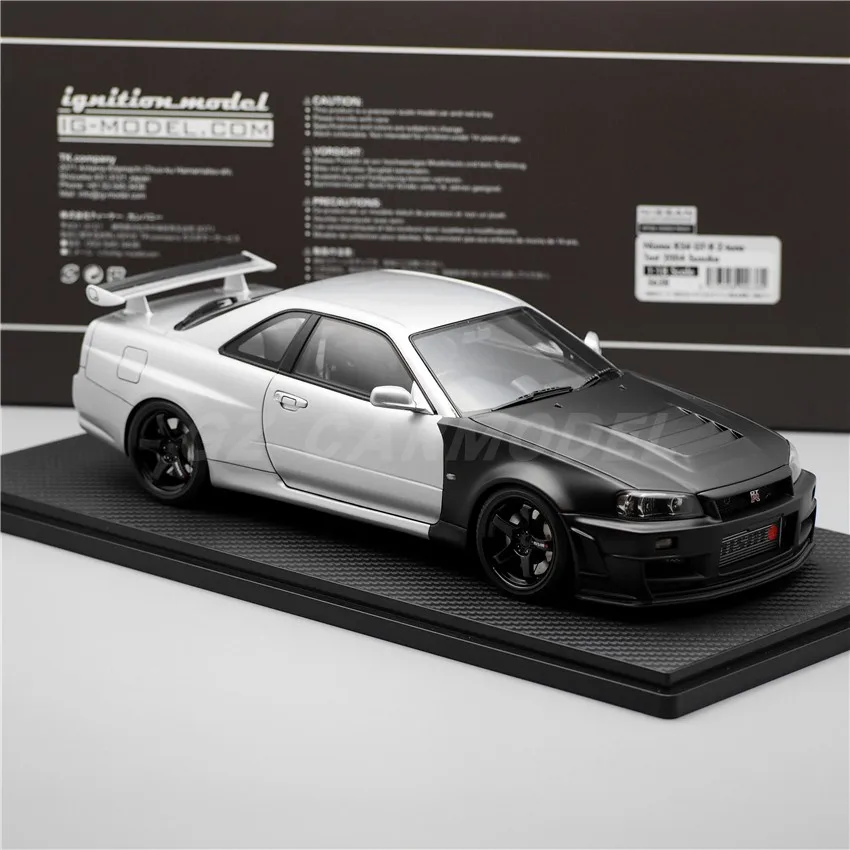 IG 1:18 Nismo R34 GTR Z-tune JDM Simulation Limited Edition Resin Metal Static Car Model Toy Gift