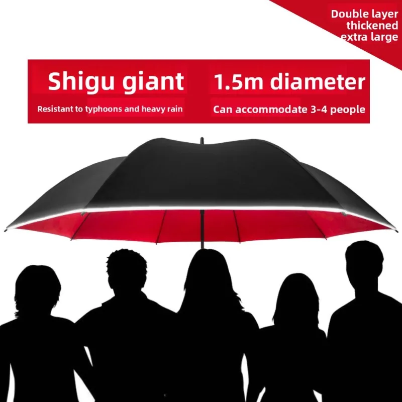 

Oversized Umbrella, Long Handle, Four Persons Rainstorm Umbrella, Double Wind Resistance, Reinforced and Thickened Umbrella