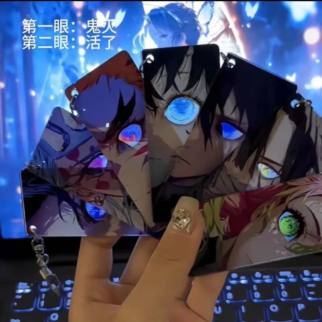 سلسلة مفاتيح أكريليك شفافة للعين "Demon Slayer"، قلادة حقيبة ذات مظهر عالٍ، قلادة هدية Yoshiyuki Tomioka