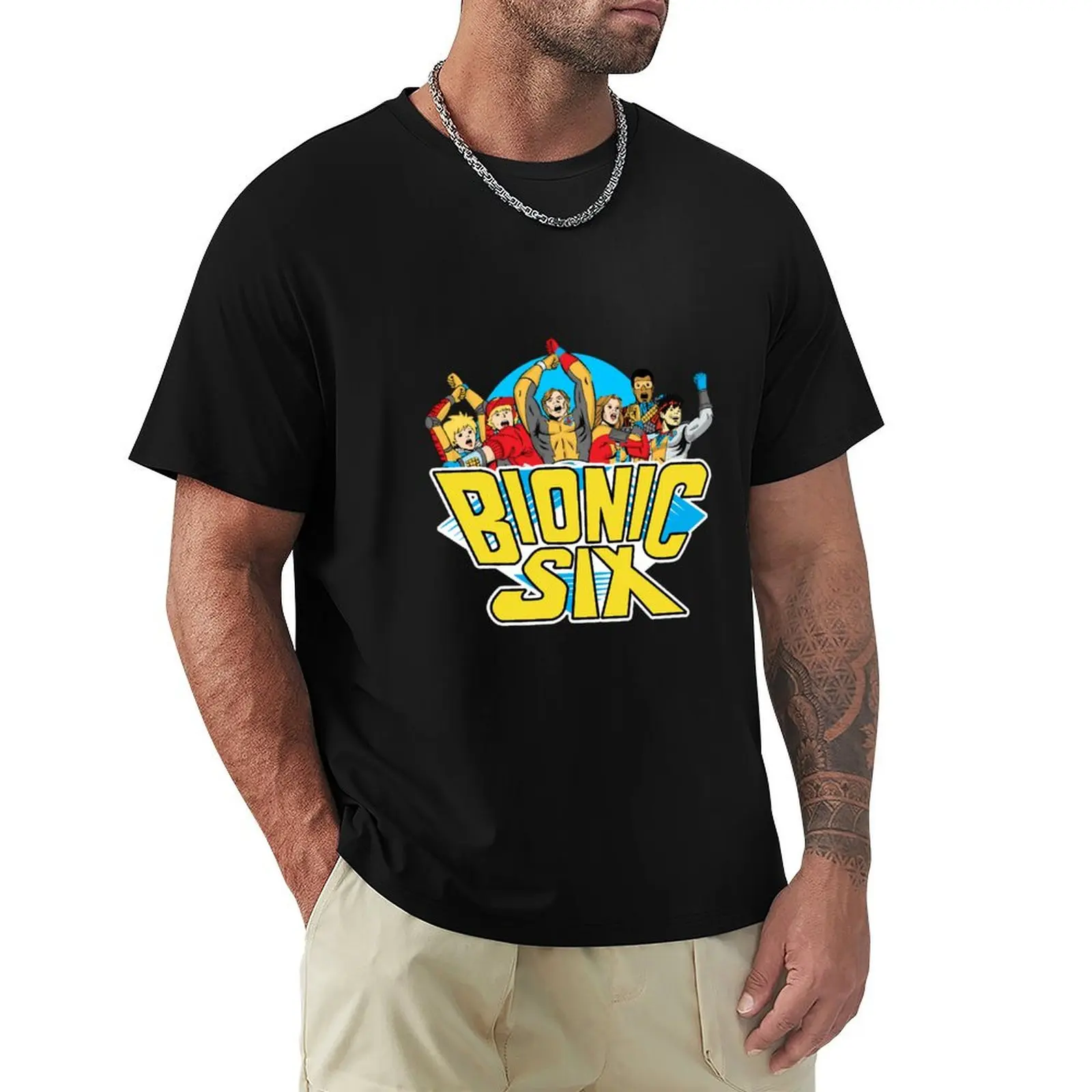 

Футболка с логотипом Bionic Six, мужская футболка больших размеров, черные футболки для мужчин
