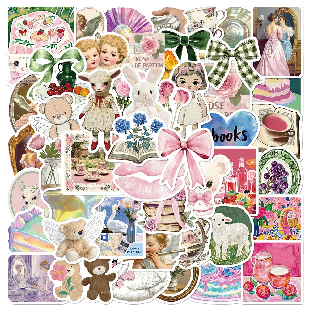 

10/30/56pcs Vintage Cute Pink Mysterious Girl Stickers Aesthetic Sticker Decoration DIY Phone Case Suitcase Water Bottle Decals